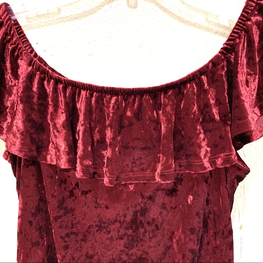 Plus Size Off Shoulder Velvet Bodysuit (NWT) - Picture 6 of 15